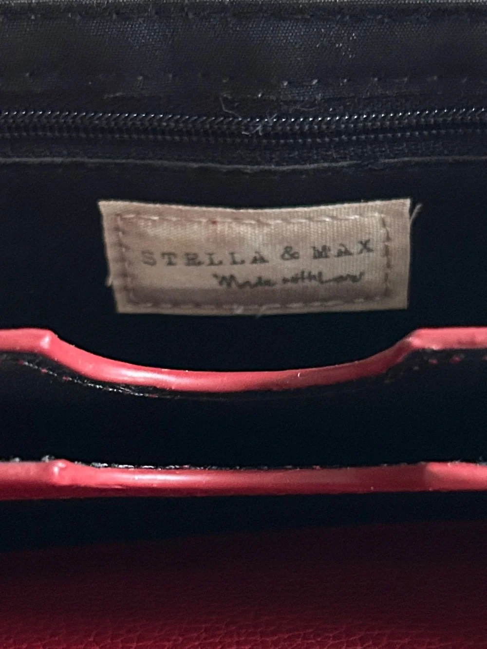 Stella and Max Red Leather Wallet w/ Removable Crossbody Chain Strap